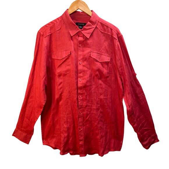 Structure Shirt Men Size Large Button Up Long Sleeve Coastal‎ Beach Resortwear - Picture 1 of 13